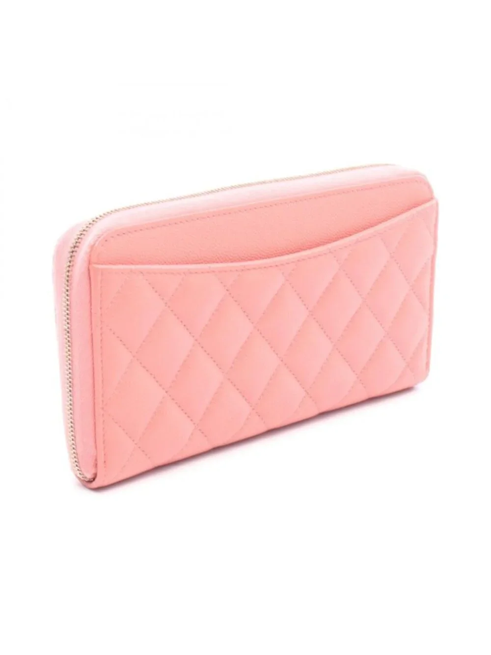 Chanel Round Wallet Quilted Pink Caviar Leather